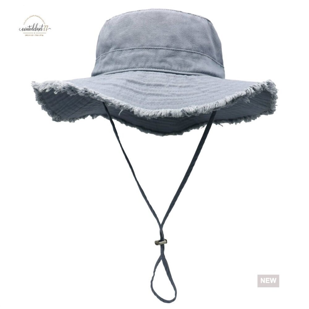 UPF50+ Cotton Wide Brim Sun Hat Packable Adjustable Floppy Bucket Hat